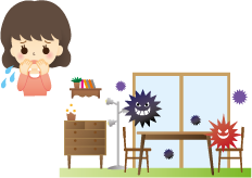 咳やくしゃみを手でおさえる